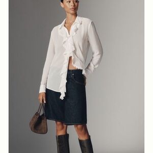 NWT Anthropologie Ruffle Detail Button Front Blouse